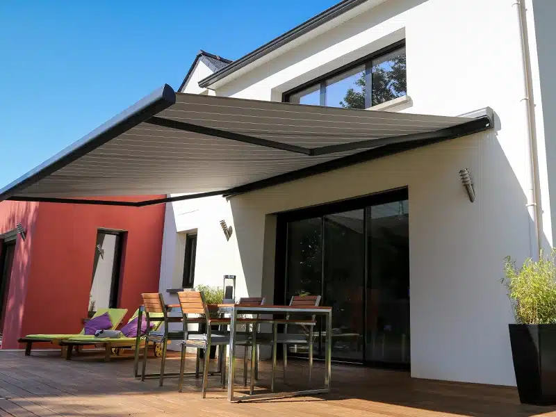 Outside patio with retractable awning