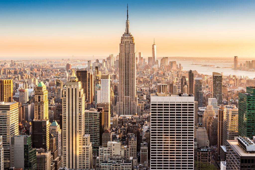 Sunset view over New York City