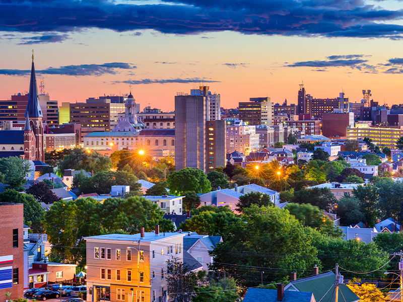 City skyline in Maine