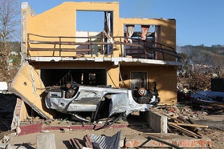 A home destroyed by a fire.