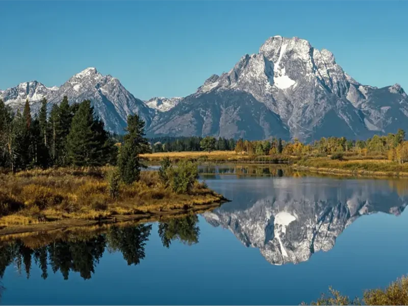 Picture of the mountains over a lake in Wyoming.