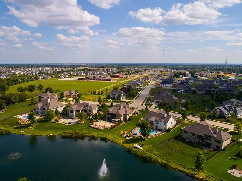 Aerial of Iowa neighborhood