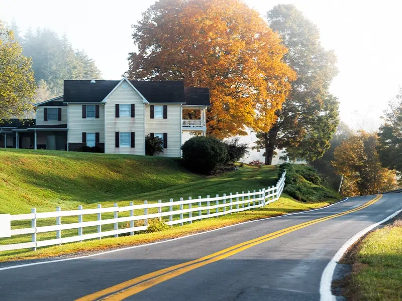 A farm home in the fall in West Virginia
